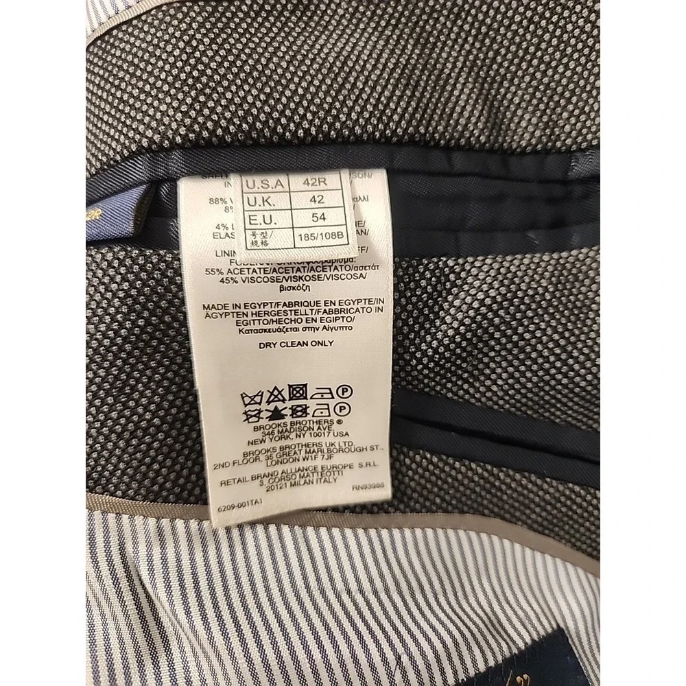 BROOKS BROTHERS Explorer Collection Fitzgerald Fit Wool Gray Mens Suit 42R 36x33